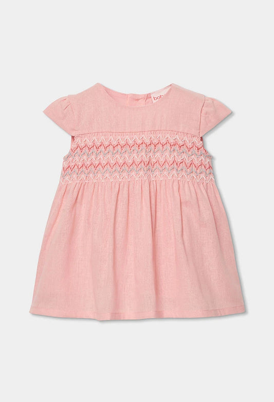 Vestito Neonata in Lino Salmone – Abito Fresco Elegante - BOBOLI - OOPS by BabyBimbo 0-16