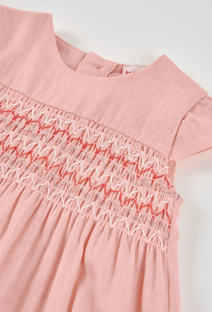 Vestito Neonata in Lino Salmone – Abito Fresco Elegante - BOBOLI - OOPS by BabyBimbo 0-16