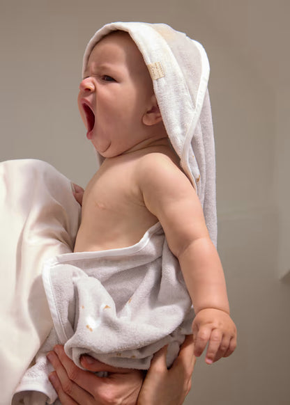 Asciugamano Neonato con Cappuccio Grigio Perla Stampato Unisex - Mayoral