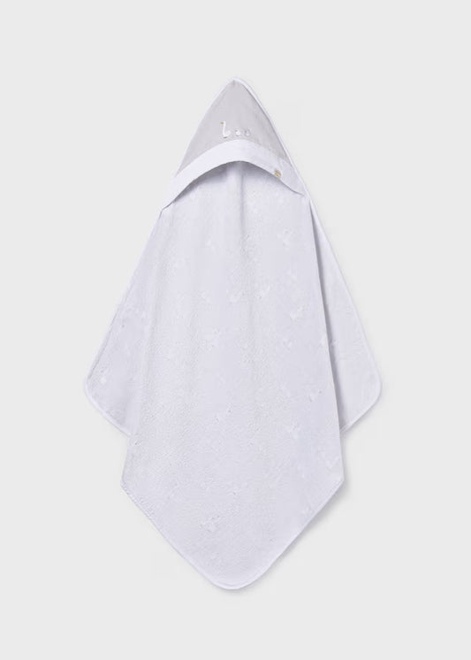 Asciugamano Neonato con Cappuccio Grigio Perla Stampato Unisex - Mayoral - OOPS by BabyBimbo 0-16