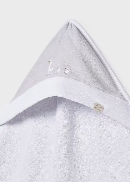 Asciugamano Neonato con Cappuccio Grigio Perla Stampato Unisex - Mayoral