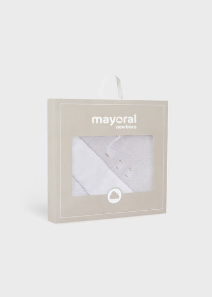 Asciugamano Neonato con Cappuccio Grigio Perla Stampato Unisex - Mayoral