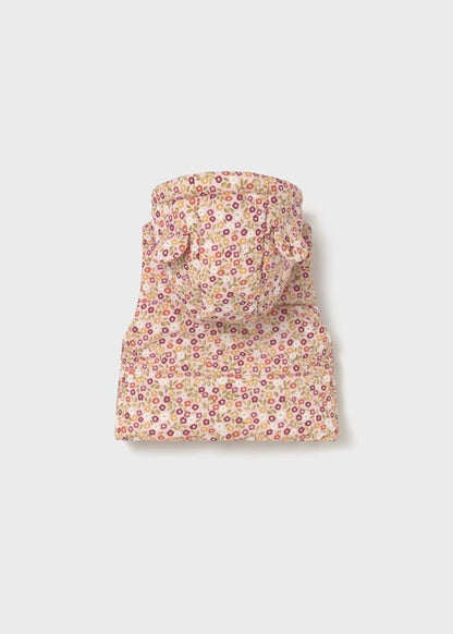 Tuta con gilet stampa neonata Mayoral in cotone fantasia floreale rosa e giallo con cappuccio
