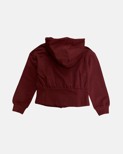 Felpa Freddy rossa per bambina con cappuccio e design corto per un look moderno