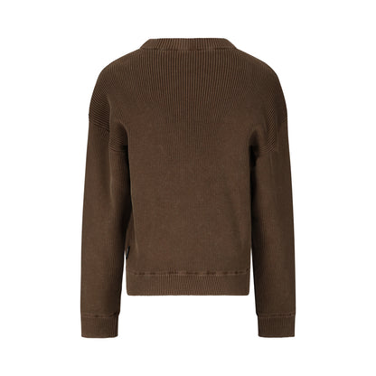 Maglione Ragazzo Retour Cioccolato Relaxed Fit – Lavaggio Vintage, di colore marrone, con design semplice sul retro.
