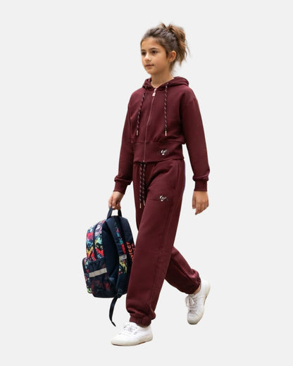 Pantalone Freddy per bambina in morbido cotone con hoodie e design casual