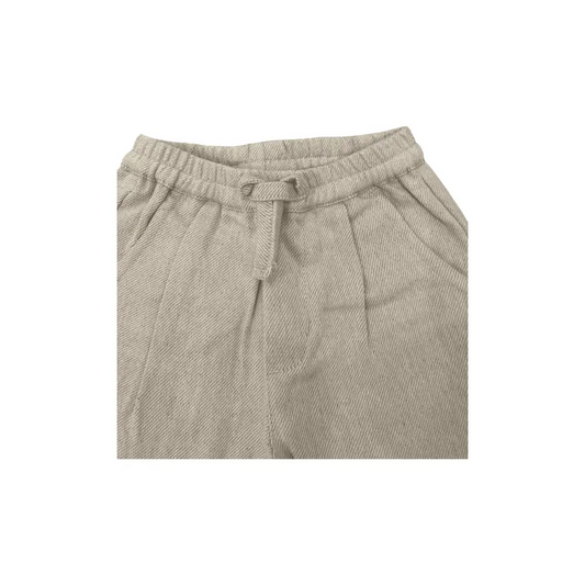 pantaloni neonato lino cotone Y Clù beige con vita elastica coulisse tasche frontali tessuto morbido e traspirante