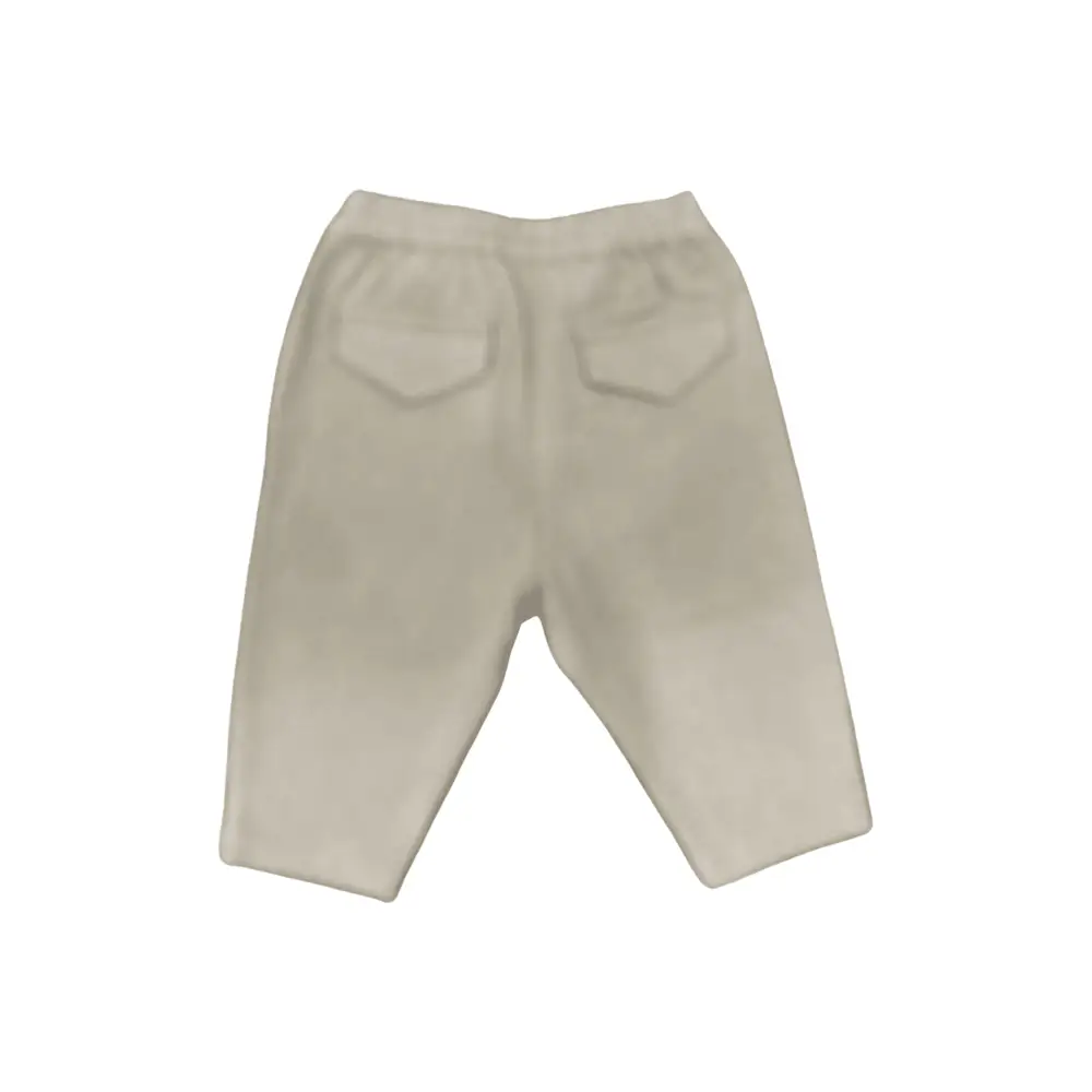Pantalone beige retro per neonati con due tasche e vita elasticata pantaloni neonato lino cotone morbidi
