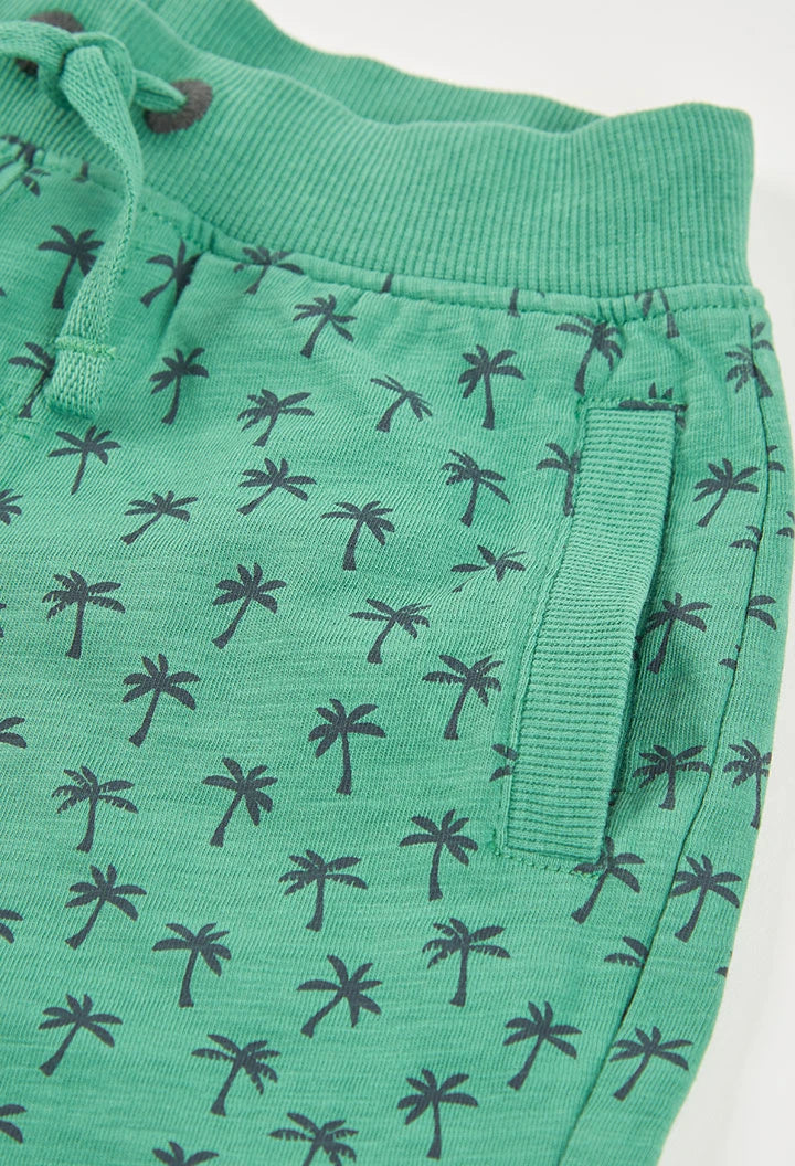 Bermuda Bambino Verde con Palme in Maglia Fiammata - BOBOLI - OOPS by BabyBimbo 0-16