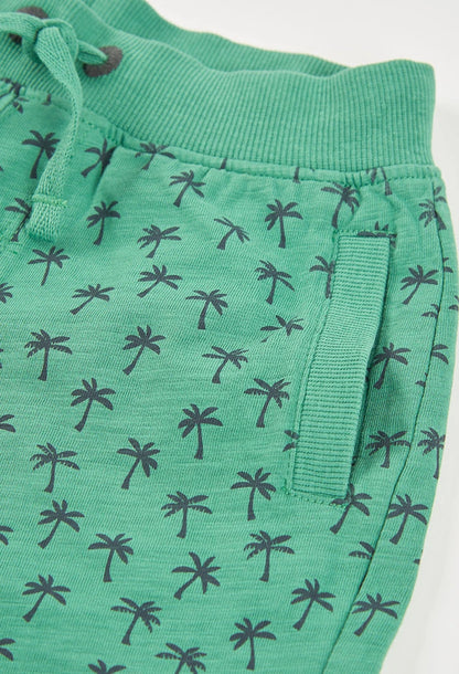 Bermuda Bambino Verde con Palme in Maglia Fiammata - BOBOLI - OOPS by BabyBimbo 0-16