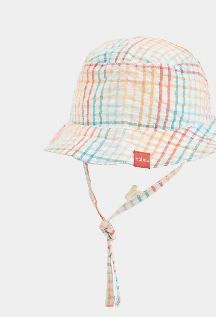 Cappellino Neonato in Popeline a Quadri Pastello Regolabile - BOBOLI - OOPS by BabyBimbo 0-16