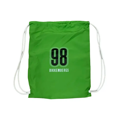 Zaino mare verde Bikkembergs con stampa numero 98 e coulisse bianche per costumi
