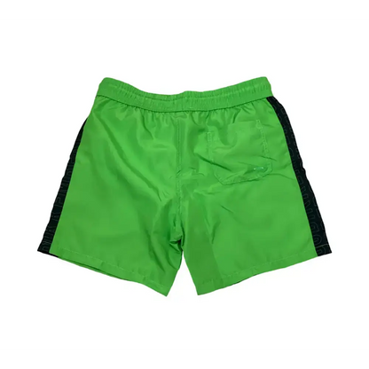 Costumi da bagno Bikkembergs verdi con banda nera laterale e tasca posteriore comoda