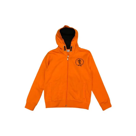 felpa Bikkembergs ragazzo con cappuccio arancione con zip tasche frontali e logo sul petto