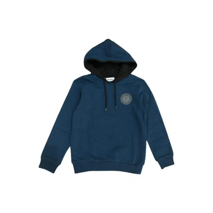 felpa con cappuccio ragazzo Bikkembergs blu navy con interno cappuccio nero coulisse e logo circolare sul petto