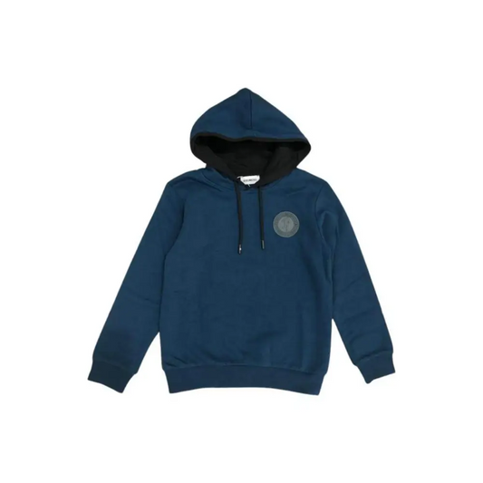 felpa con cappuccio ragazzo Bikkembergs blu navy con interno cappuccio nero coulisse e logo circolare sul petto