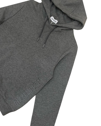 Felpa ragazzo Bikkembergs con cappuccio grigia in cotone con logo ricamato sulla manica