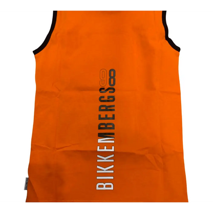 Maglietta arancione ragazzo Bikkembergs senza maniche con logo verticale centrale