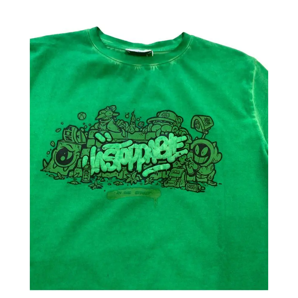 maglietta cotone ragazzo Bikkembergs verde con stampa graffiti centrale collo rotondo e fit comodo