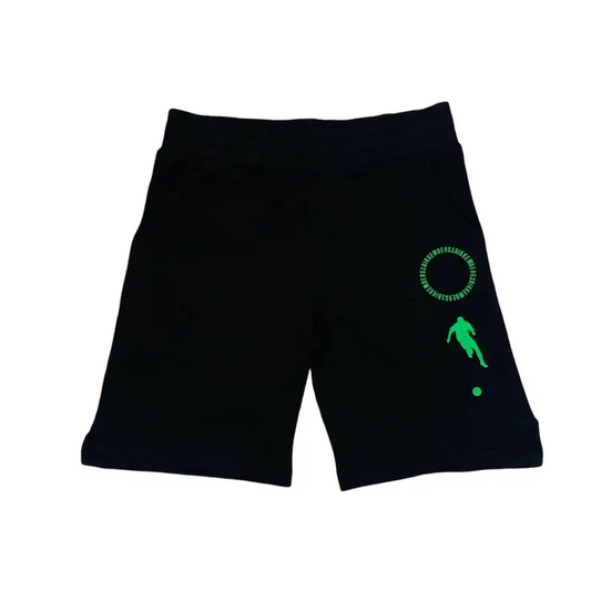 Bikkembergs pantaloni corti neri bambini con logo verde e design sportivo