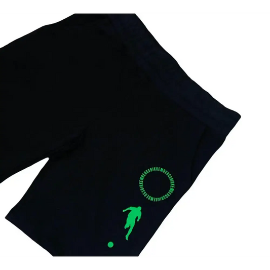 Pantaloni corti neri bambini Bikkembergs con stampa verde e elastico in vita comodi e sportivi