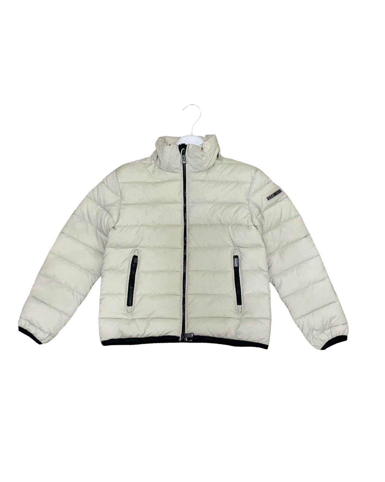 Giubbotto piumino Bikkembergs ragazzo in bianco con zip laterali e colletto alto