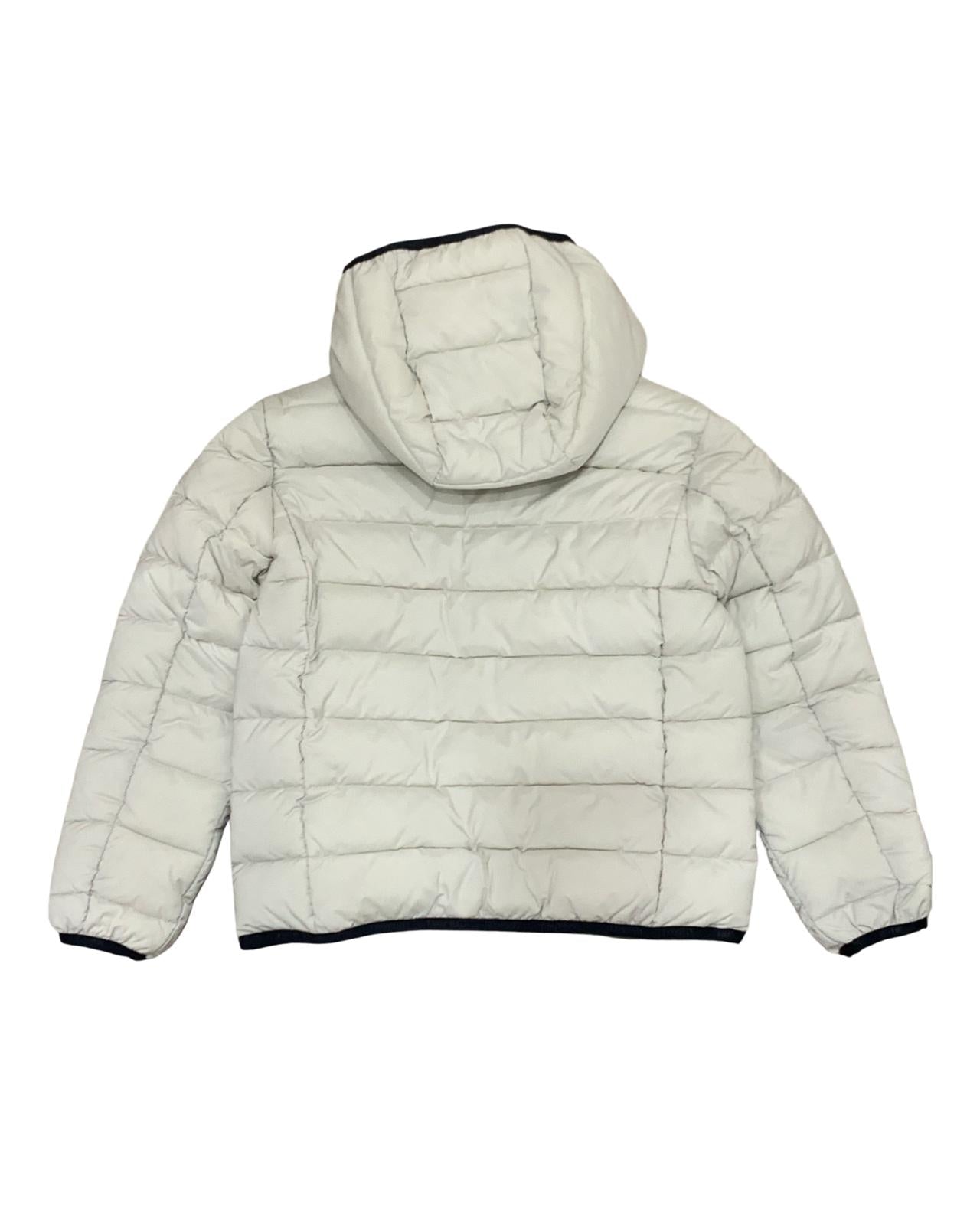 Giubbotto piumino Bikkembergs ragazzo bianco con cappuccio e design a righe