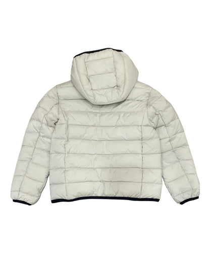 Giubbotto piumino Bikkembergs ragazzo bianco con cappuccio e design a righe