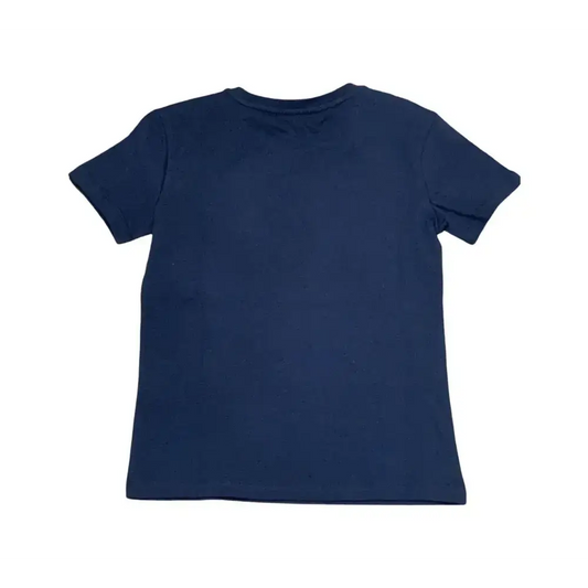 T-SHIRT BLUE MANICA CORTA BAMBINO BIKKEMBERGS vista posteriore con design semplice e tessuto blu