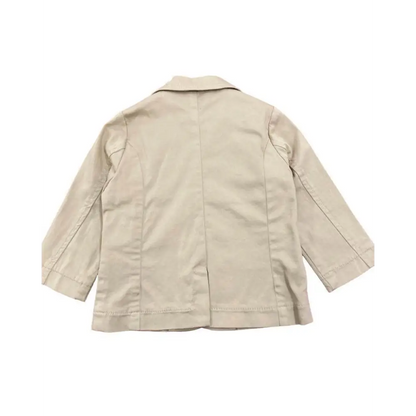 giacca elegante bambino beige Sarabanda blazer vista posteriore in cotone con collo a revers e maniche lunghe