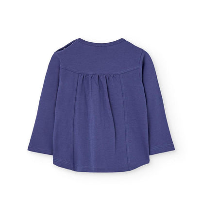 Maglia bambina stampa floreale viola Boboli a maniche lunghe vista posteriore