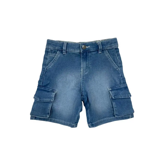 Bermuda effetto denim per Bambino Boboli con tasche laterali e chiusura con bottone