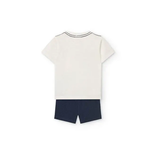 Completo corto 2 pezzi per Bambino con maglietta bianca e pantaloncini blu Boboli