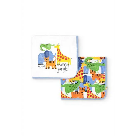 Copertina neonato double face Boboli con animali della giungla colorati per bambini