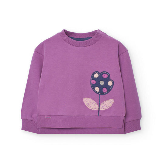 Felpa Boboli viola con applicazione fiore colorato perfetta per bambini