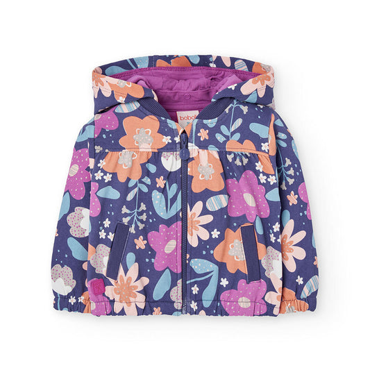 Felpa con cappuccio Boboli per bambini con stampa floreale colorata e zip frontale
