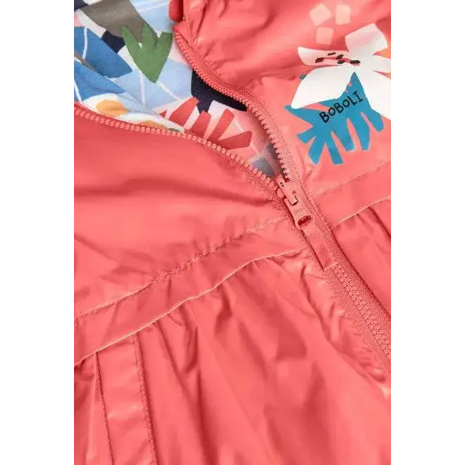 Giubbotto reversibile bambina Boboli rosa con zip e interno fantasia floreale colorata