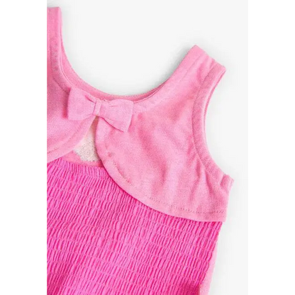 maglietta fiori bimba Boboli rosa smock senza maniche con fiocco al collo e tessuto morbido estivo
