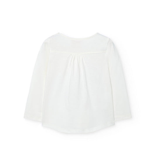 Maglietta maniche lunghe bianco sporco con stampa per bambina di Boboli vista dal retro