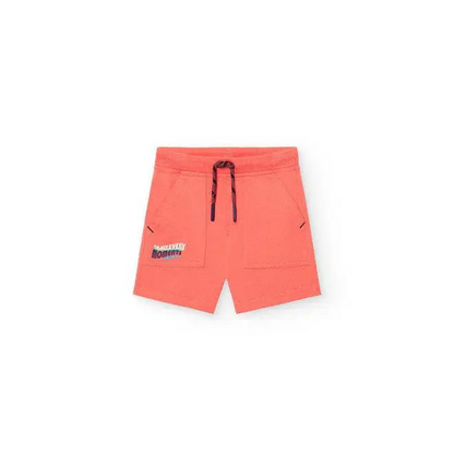 Pantalone corto stretch per bambino Boboli colore arancione con tasche frontali e coulisse nera