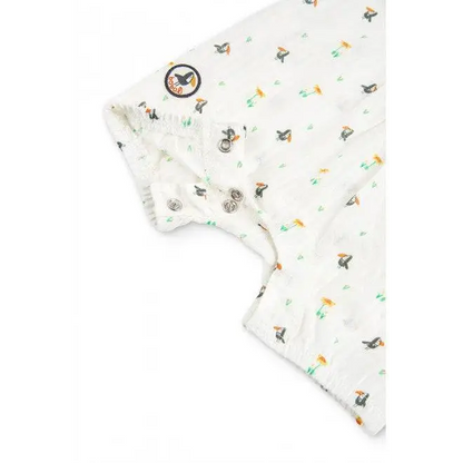 tutina corta neonato Boboli in cotone bianco con stampa animaletti e bottoni a pressione al cavallo ideale per lestate