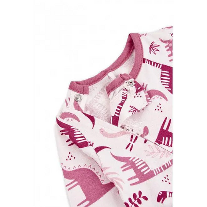Tutina rosa neonato Boboli in cotone con stampa dinosauri rosa e bottoni a pressione sulla spalla