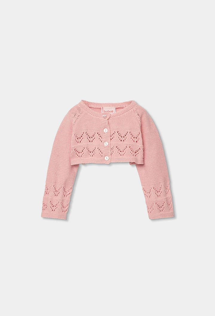 Bolero Neonata in Maglia Salmone – Coprispalle - BOBOLI - OOPS by BabyBimbo 0-16