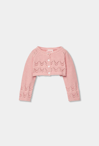 Bolero Neonata in Maglia Salmone – Coprispalle - BOBOLI - OOPS by BabyBimbo 0-16