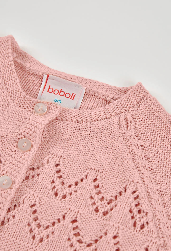Bolero Neonata in Maglia Salmone – Coprispalle - BOBOLI - OOPS by BabyBimbo 0-16