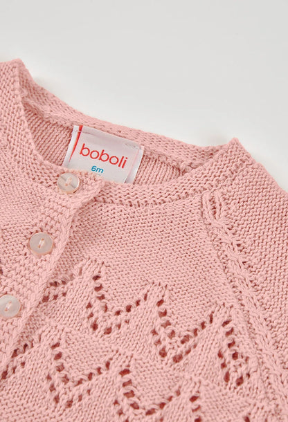 Bolero Neonata in Maglia Salmone – Coprispalle - BOBOLI - OOPS by BabyBimbo 0-16