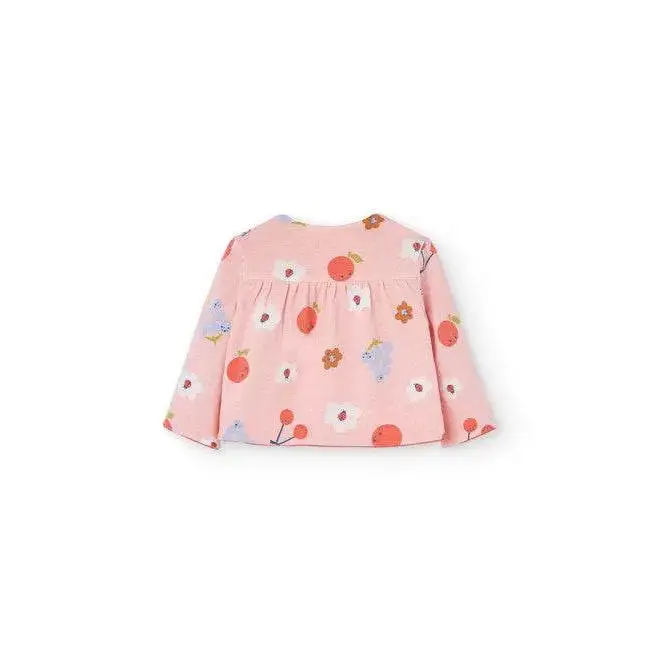 Boboli felpa rosa neonata con stampa floreale giacchetta reversibile neonata morbida e comoda