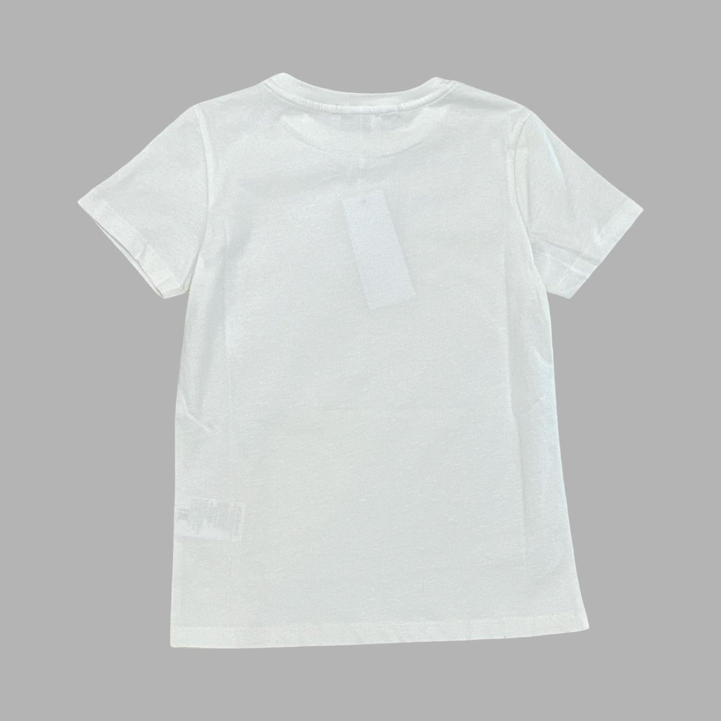 T-Shirt Bikkembergs Bianca con Logo Beige Verticale