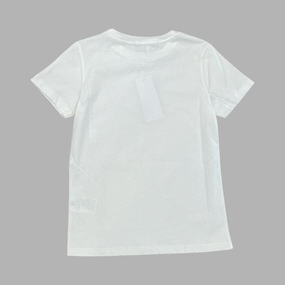 T-Shirt Bikkembergs Bianca con Logo Beige Verticale