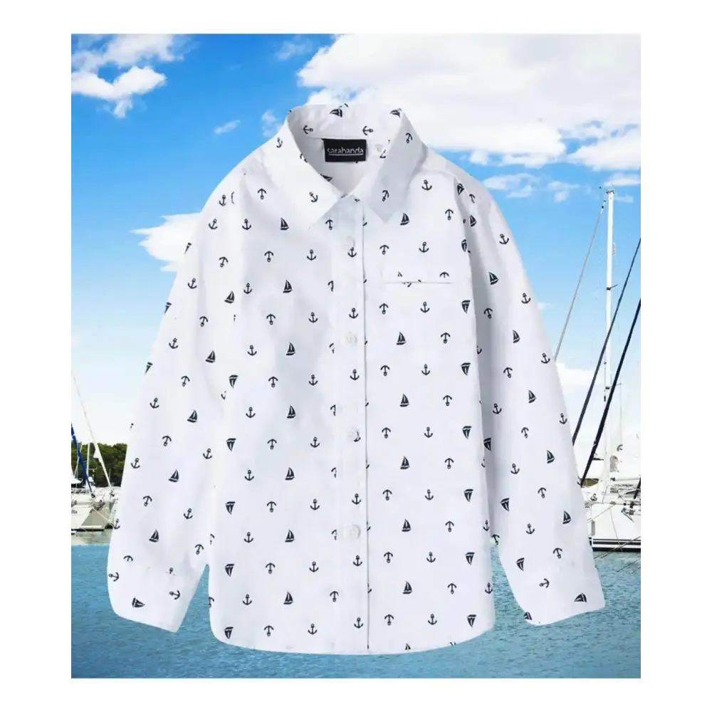 Camicia Fantasia Bianco/blu per Bimbo Sarabanda 8070 6AHT - OOPS by BabyBimbo 0-16